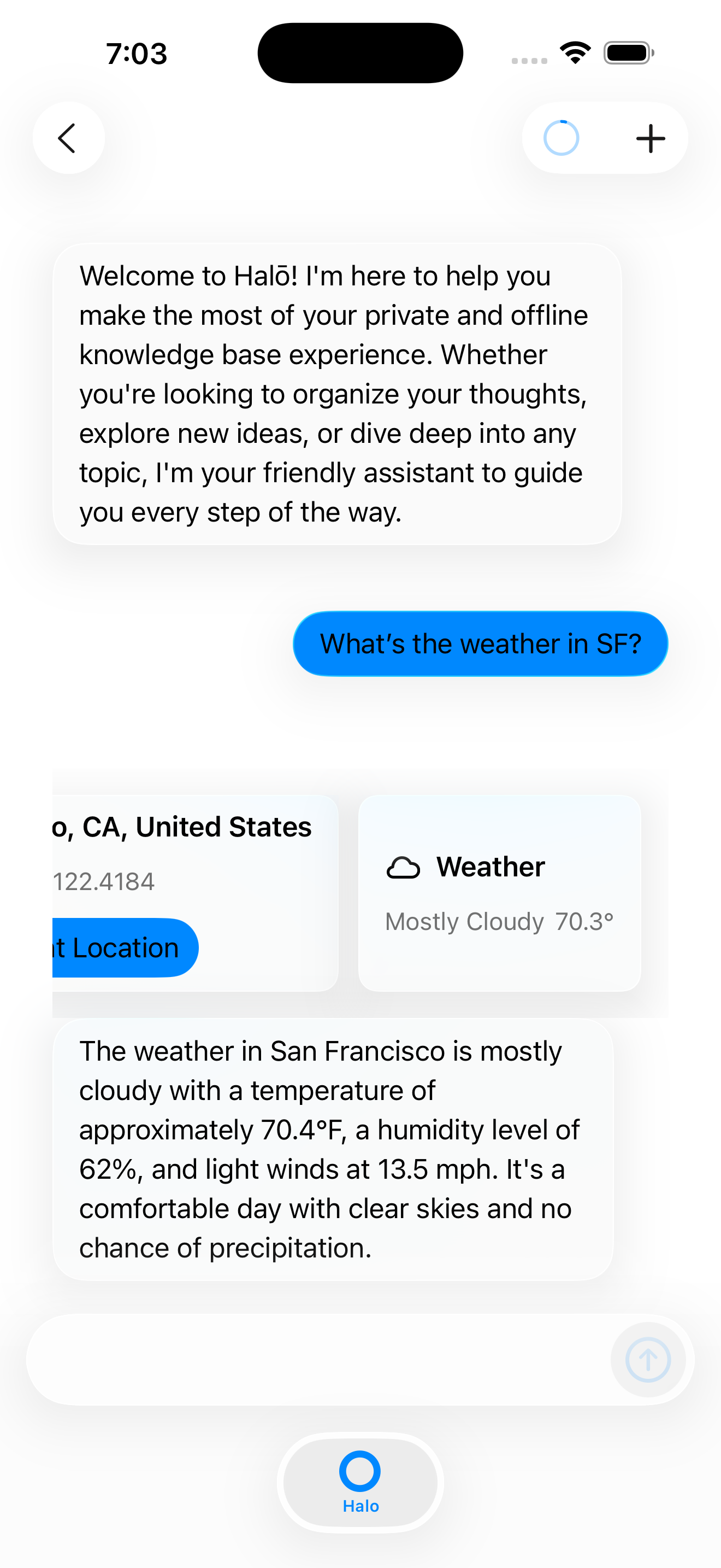 Halō weather intelligence screenshot